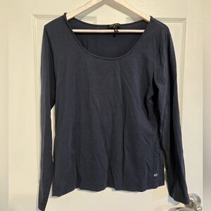 Escada Sport Navy Cotton Scoop Neck Long-sleeved Shirt, sz L